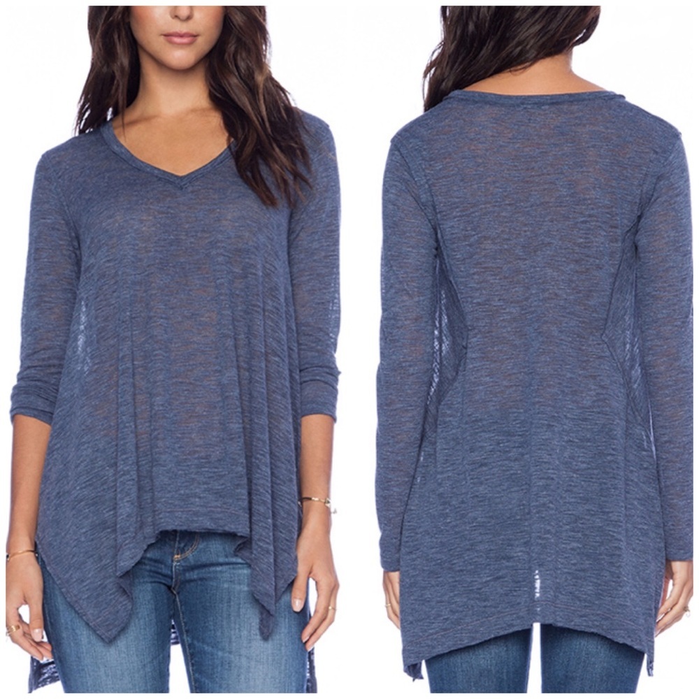 NWT Splendid Cozy Melange Jersey Top XS blue